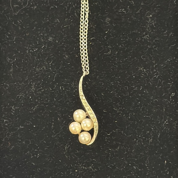 Vintage Panetta 925 Pearl Silver Necklace 16" + 1" pendant - Picture 4 of 8